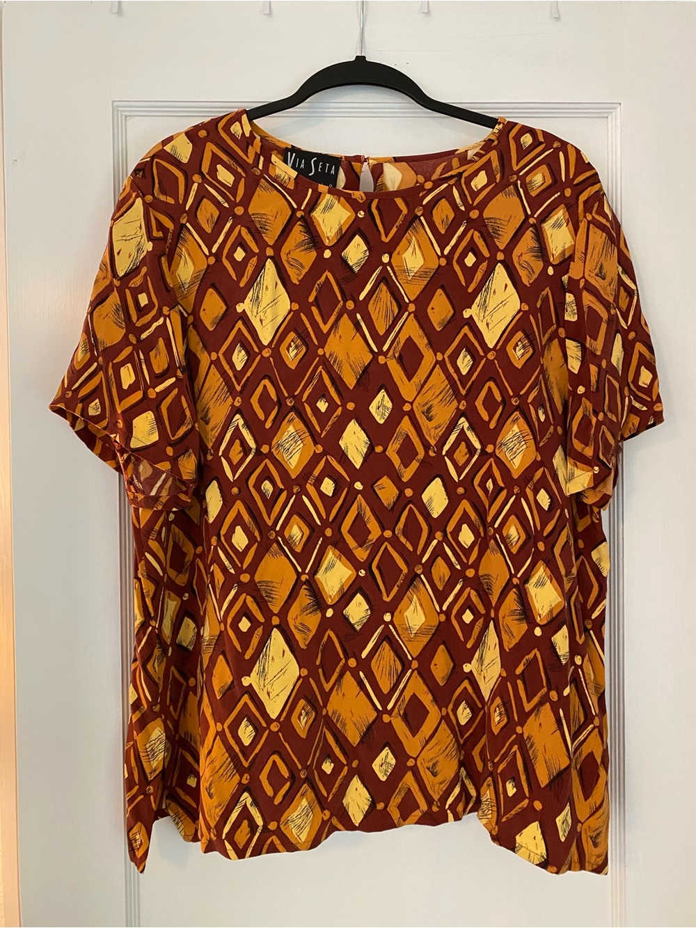 Via Seta Studio Silk Blouse Sz XL